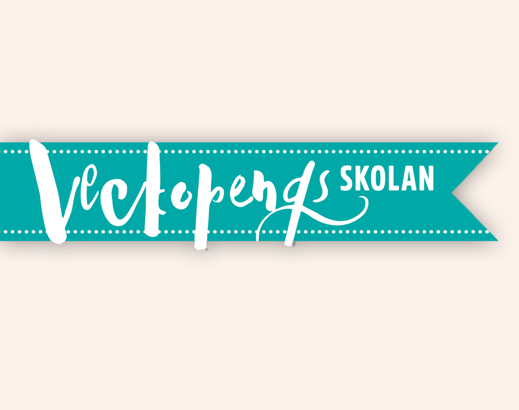 Turkos banner det står veckopengsskolan på